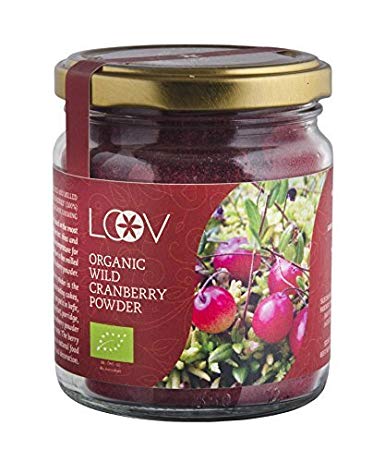 Organic Wild Cranberry powder by LOOV: 100 g, high in antioxidants and phytonutrients, made from berry skins and seeds only, no added sugar, no additives, 20-day supply, wild-crafted from forests,,superfood