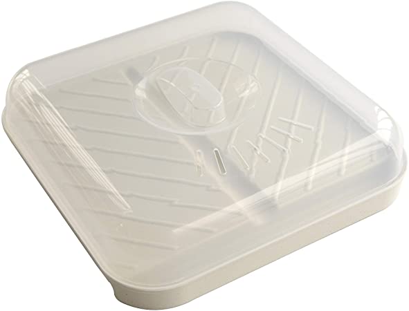 Nordic Ware Slanted Bacon and MeatTray, with Lid, White