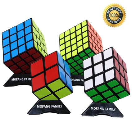 MOFANG FAMILY Black Cube Puzzle Bundle Pack 2x2x2 3x3x3 4x4x4 5x5x5 Set Shengshou Speed Cube Collection Brainteaser Puzzle