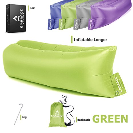 EMBRACE 2.0 Inflatable Lounger or Air Hammock – Ideal Camping Furniture – Works like a Sofa, Couch or Lounge Chair – Hangout bag or Comfy Bag – Ideal for Camping, Hiking & Lounging