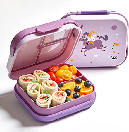 Bentoheaven Premium Kids Lunch Box, 9 Designs Girls/Boys, Leak-proof, Divider, 30oz Container, Microwave/Dishwasher Safe Bento Boxes - Bento Lunch Box for Kids (Loncheras Para Niños/Niñas)[Mauve]