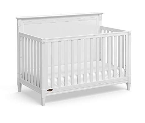 Stork Craft Graco Aria 4-in-1 Convertible Crib (White) - Easily Converts to Toddler Bed, Daybed, and Full-Size Bed, 3-Position Adjustable Mattress Support Base, White