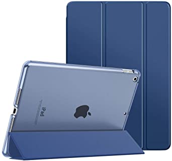 MoKo Case Fit New iPad 9th Generation 2021/8th Generation 2020/7th Gen 2019, iPad 10.2 Case - Slim Smart Shell Stand Cover with Translucent Frosted Back Protector, Navy Blue(Auto Wake/Sleep)