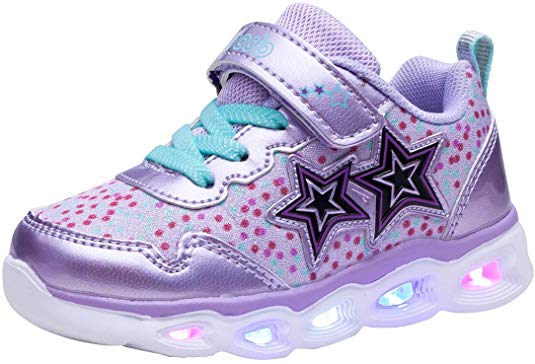 COODO Toddler Kid Girls Sneakers Flashing Glitter Shoes