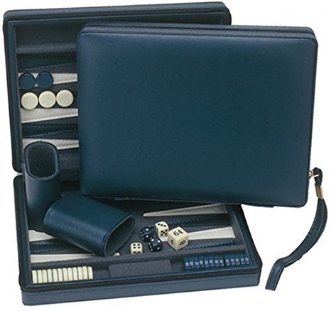 WE Games Blue Magnetic Backgammon Set with Carrying Strap -Travel Size