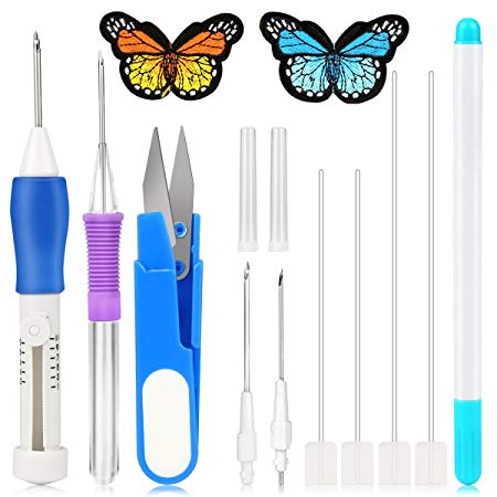 Magic Embroidery Pen Punch Needle, YBLNTEK Embroidery Pen Kit with Case Embroidery Patterns Set Craft Tool for Embroidery Threaders DIY Sewing