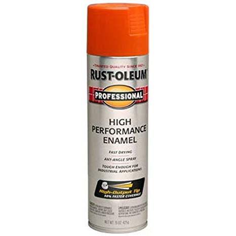 Rust-Oleum 7555838 Professional High Performance Enamel Spray Paint, 15 oz, Safety Orange