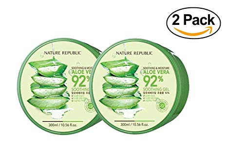 2 Packs of Nature Republic New Soothing & Moisture Aloe Vera 92% Gel, 10.56 Fl Oz