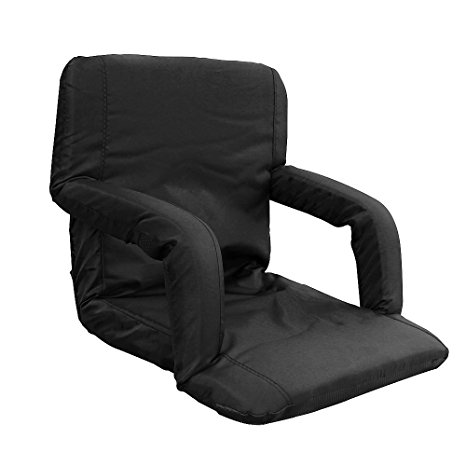 Portable Stadium Seat Chair, Tcamp Reclining Bleacher Seats with Soft Cushion Backs, Armrest Support, Shoulder Straps