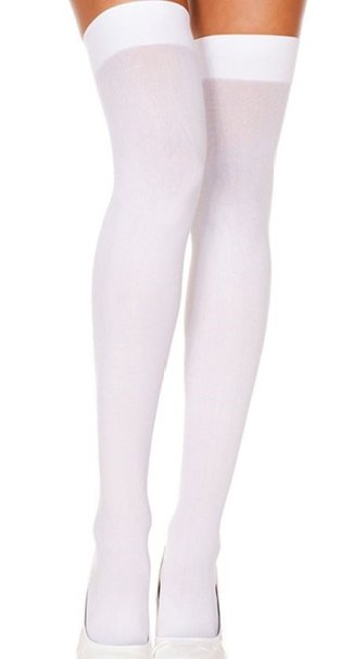 Foot Traffic White Opaque Thigh High Stockings [Apparel]