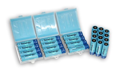 24 pcs of Tenergy AA 2600 mAh high capacity NiMH Rechargeable batteries with 6 Free Holders
