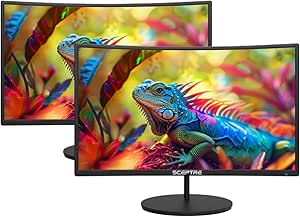 2X Pack - Curved 27 Inch Monitor FHD 100Hz Computer Monitor, HDMI X2 VGA R1500 1ms 100% sRGB Build-in Speakers, VESA Mount, Tilt, Professional and Gaming Monitor – Machine Black, 2X Pack