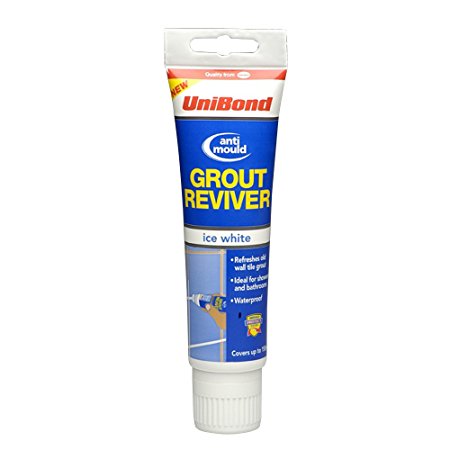 UniBond Anti-Mould Grout Reviver for Floors and Walls Tube and Sponge - 125ml, Ice White