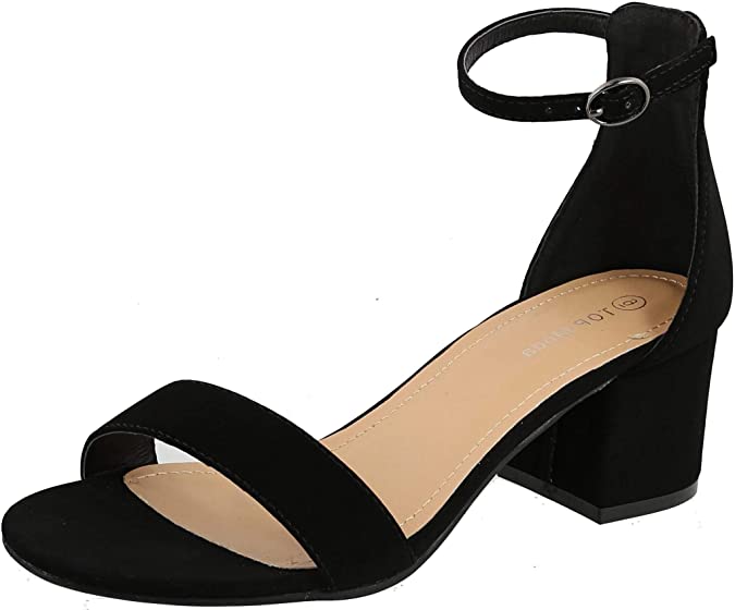 Over the Toe Strap Ankle Wrap Strap 2" Block Heel Open Toe Dress Sandal