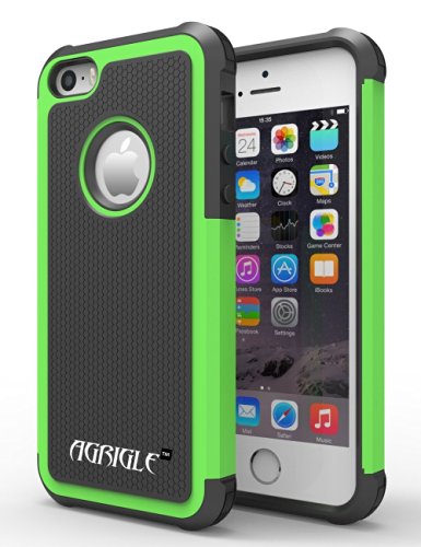 AGRIGLE AB669653 Shock- Absorption / High Impact Resistant Hybrid Dual Layer Armor Defender Full Body Protective Cover Case For iPhone 5/5S/SE (Green)