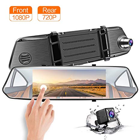 Mirror Dash Cam, CHICOM 7" LCD 1080P Full HD IPS Touch Screen Dashboard Camera Recorder Dual Lens Front Rear View Car Video Recorder G Sensor Parking Monitor Loop Recording