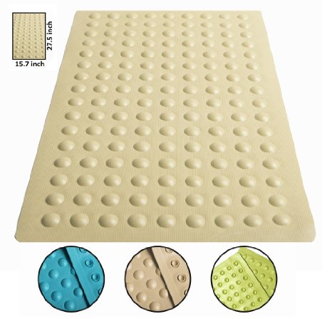 Luxury Anti Slip Suction Bath Mat - Non Slip Mats for Tub and Shower Bathroom Safety - Latex and PVC Free Natural Rubber 157 x 275 - For Homes Hotels Gyms and Long-Term Facilities Off White  Ivory