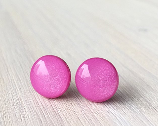 CHEERFUL PINK - Stud Earrings - Small Stud Earrings - Surgical Steel Stud Earrings - Different Size Options
