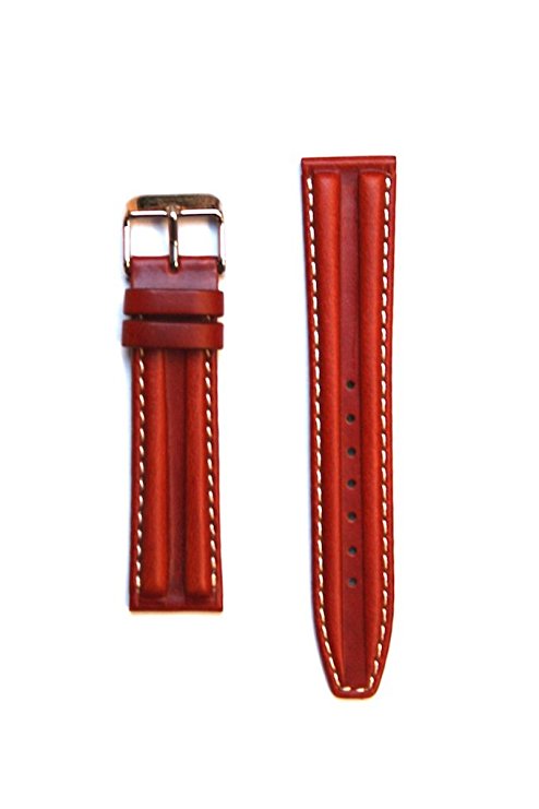 Tan Double-hump Oil-tanned Calfskin Leather Watch Band 22mm