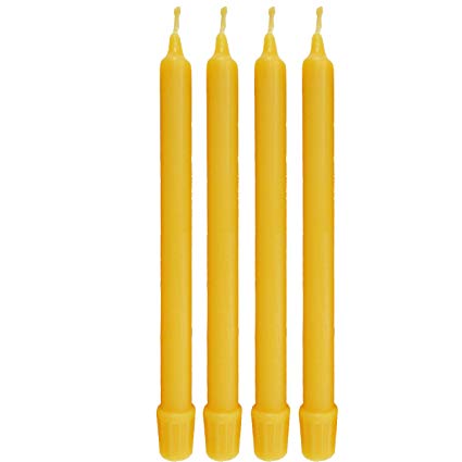 BCandle 100% Pure Beeswax Candles Organic - 8 Inch Tall, 3/4 Inch Diameter, Hand Made; Tapers (Pack of 4)
