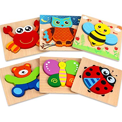 Dreampark Wooden Jigsaw Puzzles, [6 Pack] Animal Puzzles for Toddlers Kids 1 2 3 Years Old Educational Toys for Boys and Girls