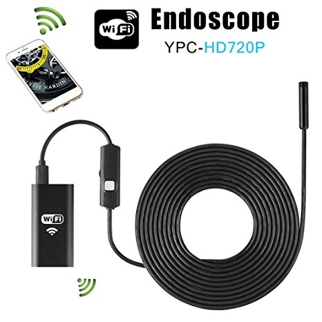 Sherosa 8mm 2Million Pixels 5M USB Waterproof HD 720P 6LED Borescope Endoscope Inspection Tube Camera With WIFI for Android Iphone PC (5 Meter Cable)