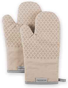 KitchenAid Asteroid Cotton Oven Mitts with Silicone Grip, Set of 2, Milkshake