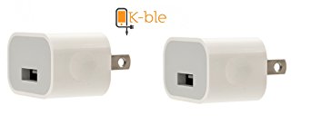 USB Wall Charger, K-ble 1A/5V Universal Portable Travel Adapter High Speed 1.0A output for iPhone, Samsung, HTC, LG, iPod, Nokia [2 PACK] (white)