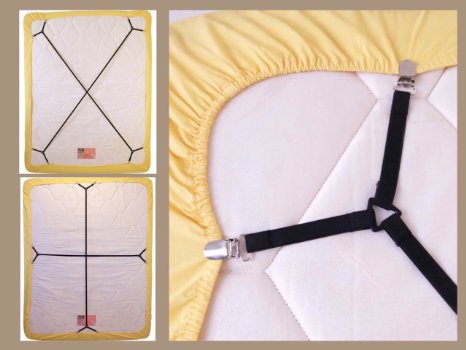 Bed Suspender Crisscross 2 Ways-Adjustable Long GripperStrapHolderFastener for Your Bed Set of 2 Single Model