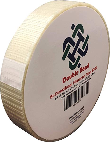1 Roll 1" x 54.6 yds (24mm x 50m) Bi-Directional Fiberglass Reinforced Filament Tape, Strapping Tape, for Heavy Duty Packing, Steel Bundling, Wrapping, Palletizing