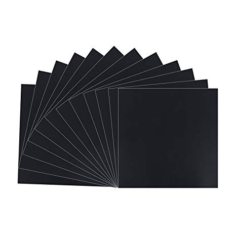 Black Matt Vinyl Sheets - 12 Pack 12" X 12"- Permanent Adhesive Backed Vinyl Sheets for Cricut,Silhouette Cameo,Craft Cutters,Printers,Letters,Decals