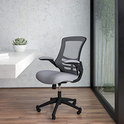 Flash Furniture Office Chair, Ergonomic Office Chair with Mesh Back Support, Contoured and Height Adjustable Seat and Tilt Lock Lever, Grey