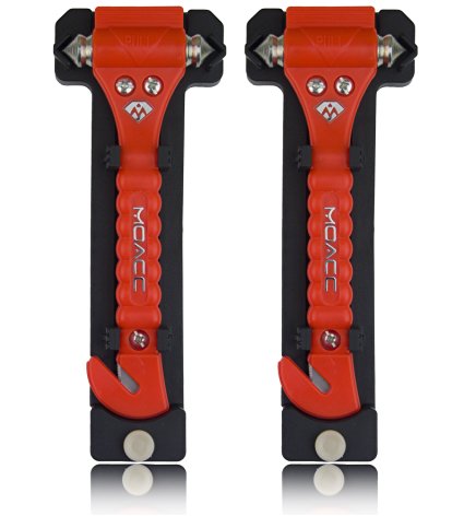 MOACC Auto Safety Emergency Escape Hammer Rescue Kit Tool with Seatbelt Cutter Window Breaker and Holders 2 Pack