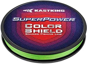 KastKing Superpower ColorShield Braided Fishing Line - Colorfast Braided Line, 100% Solution Dyed UHMWPE Fiber, Smooth & Strong Superline, Near Zero Stretch, Sensitive, High Abrasion Resistance