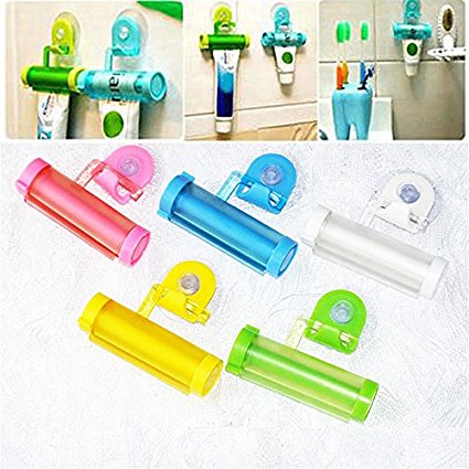 Rolling Toothpaste Squeezer and Hanger Gadget, Random Color 5 Pack