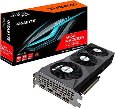 Gigabyte Radeon RX 6600 Eagle 8G Graphics Card, WINDCE 3X Cooling System, 8GB 128-bit GDDR6, GV-R66EAGLE-8GD Video Card