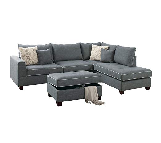 Poundex F6542 PDEX-F6542 Living Room Chaise Lounges, Slate