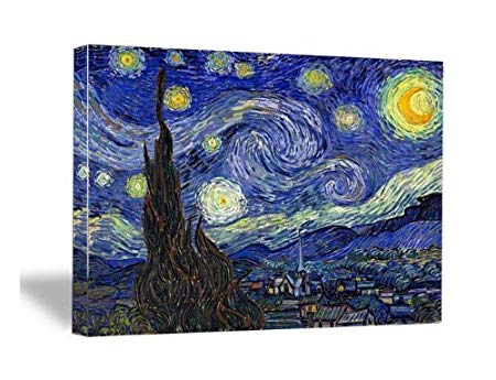 Wieco Art Starry Night by Van Gogh Famous Oil Paintings Reproduction Modern Giclee Canvas Prints Artwork Abstract Landscape Pictures Printed on Canvas Wall Art for Home Office Decorations