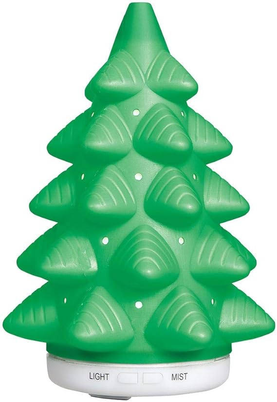 Pure Essential Oil Works Led Ultrasonic Christmas Tree Diffuser, Green