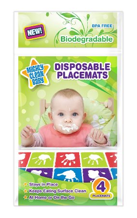 Mighty Clean Baby Disposable Placemats 24 Count (6 Packages of 4 Placemats)