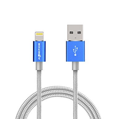 Lightning Cable Apple MFI Certified,BlitzWolf 1M Lightning to USB Charger Nylon Braided for iPhone 5 5s 5c 6s / 6s Plus 6SE, iPad Air, iPad mini, iPod (Silver)