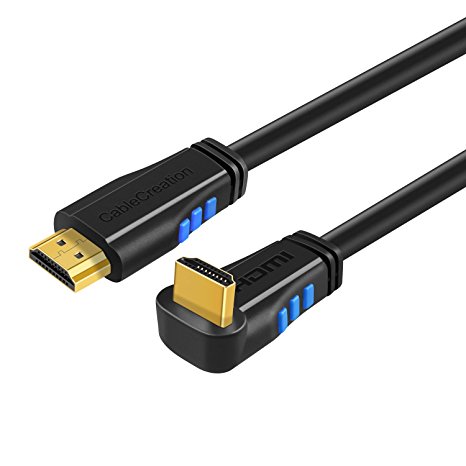 HDMI 2.0 Cable, CableCreation 6 Feet 4K (60Hz) Down Angle 90 Degree Down HDMI Cable with Gold Plated Connector, Support Ultra HD, 3D Video, Ethernet, Audio Return Channel, Black