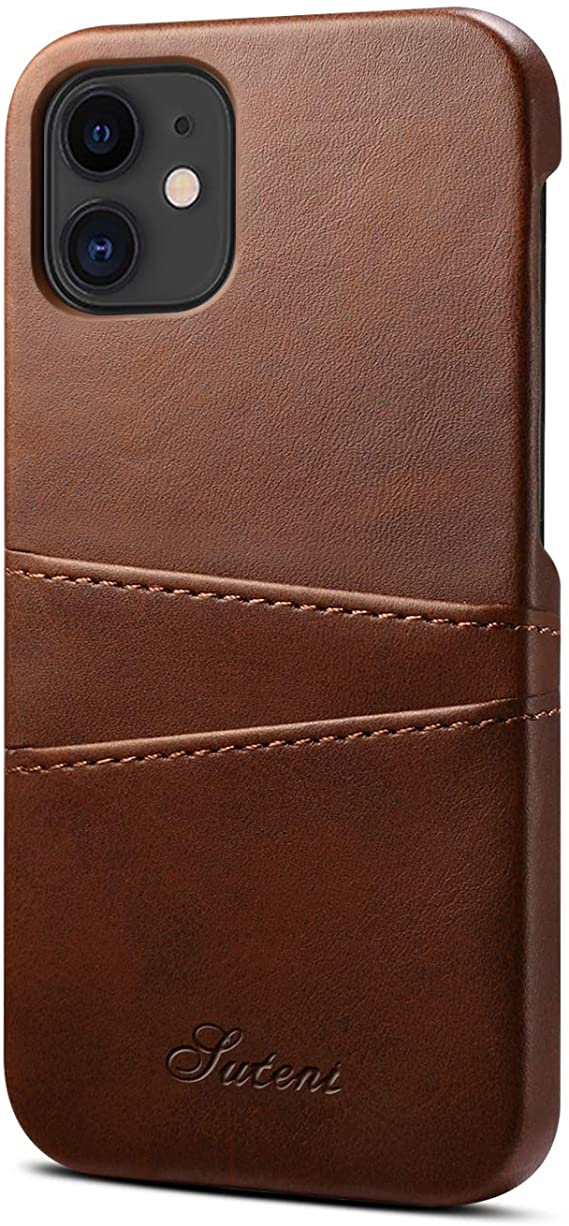 XRPow Wallet Case Compatible with iPhone 12, for iPhone 12 Pro Credit Card Holder, Slim PU Leather Back Protective Case Wallet Card Pocket Cover for iPhone 12/12 Pro 6.1inch - Brown