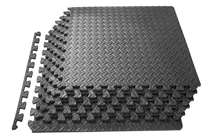 ProSource Puzzle Exercise Mat, EVA Foam Interlocking Tiles, Protective Flooring for Gym Equipment and Cushion for Workouts