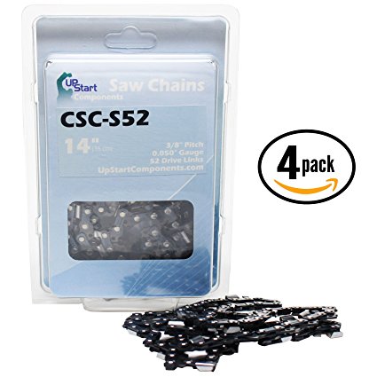 4-Pack 14" Semi Chisel Saw Chain for ECHO CS-310 Chainsaws - (14 inch, 3/8" Low Profile Pitch, 0.050" Gauge, 52 Drive Links, CSC-S52)