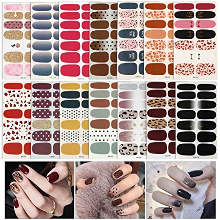 14 Sheets Full Wraps Nail Polish Stickers,Self-Adhesive Nail Art Decals Strips Manicure Kits Nail Art Designs for Women Girls