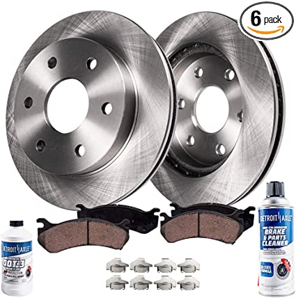 Detroit Axle - Pair (2) Rear Disc Brake Kit Rotors w/Ceramic Pads w/Hardware & Brake Kit Cleaner & Fluid for 2007-2017 Ford Expedition - [2007-2018 Lincoln Navigator]