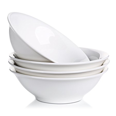 Lifver 28-Oz Porcelain Cereal/Soup/Noodle Bowl, Natural White,Set of 4