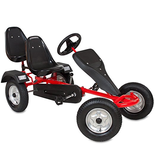 TecTake Go-kart Gokart Go Kart Pedal 2 Seater Outdoor Toy Racing Fun Kart red