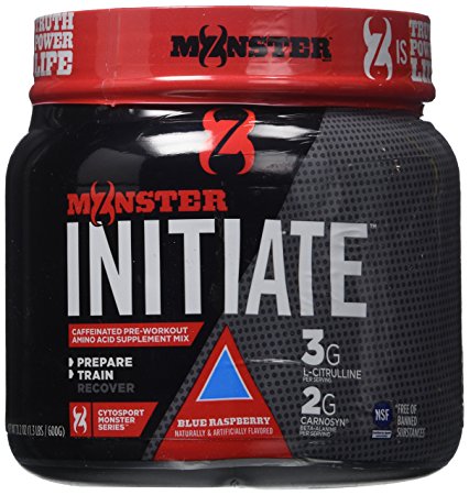 Cytosport Monster Initiate Nutritional Drink, Pre Workout Powder, Blue Raspberry Flavored, 600 Gram (30 Servings)